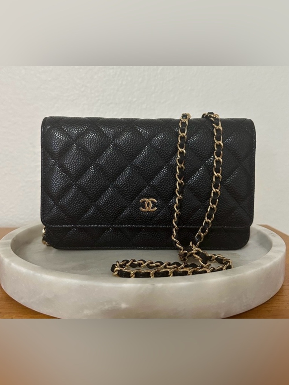 Chanel Black Quilted Crossbody Bag with Gold Chain